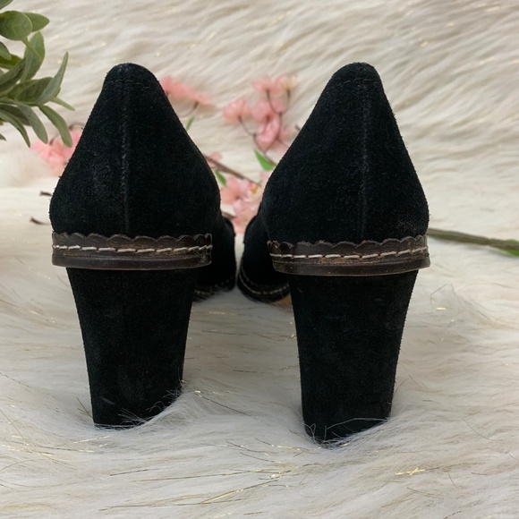 Kate Spade Suede Fringe Kiltie Heeled Loafer Black - Picture 6 of 7